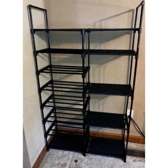 No brand / Not sure Other - Shoe Rack Organizer, 8-Tier Metal Shoe Rack with 15 Hooks, Stackable Large